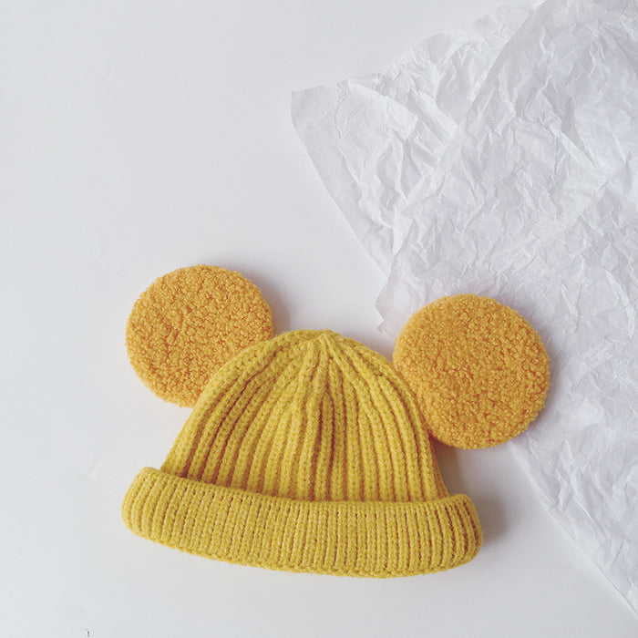 Harwelton Kids Teddy Ear Beanie in Soft Rib Knit