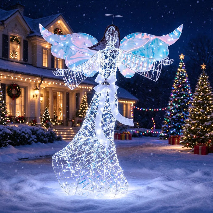Harwelton Light-Up Christmas Angel with Iridescent Wings, 158cm