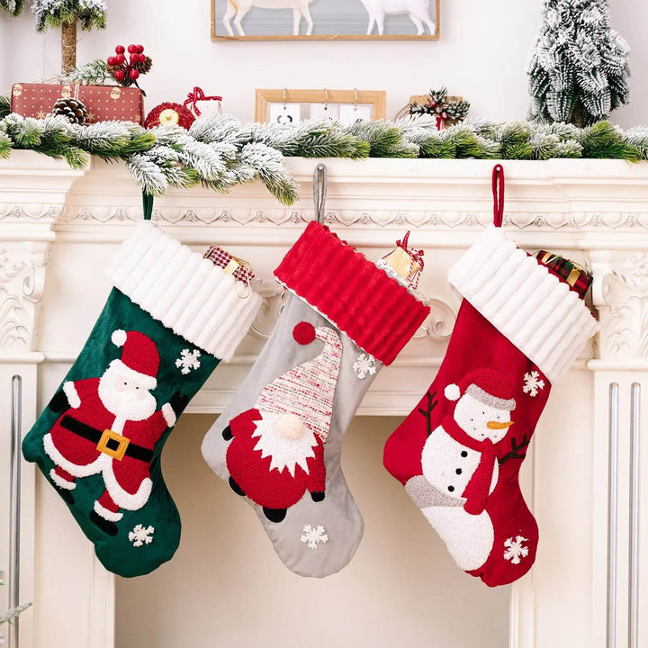 Gold Velvet Patch Christmas Stocking Hanging Decoration