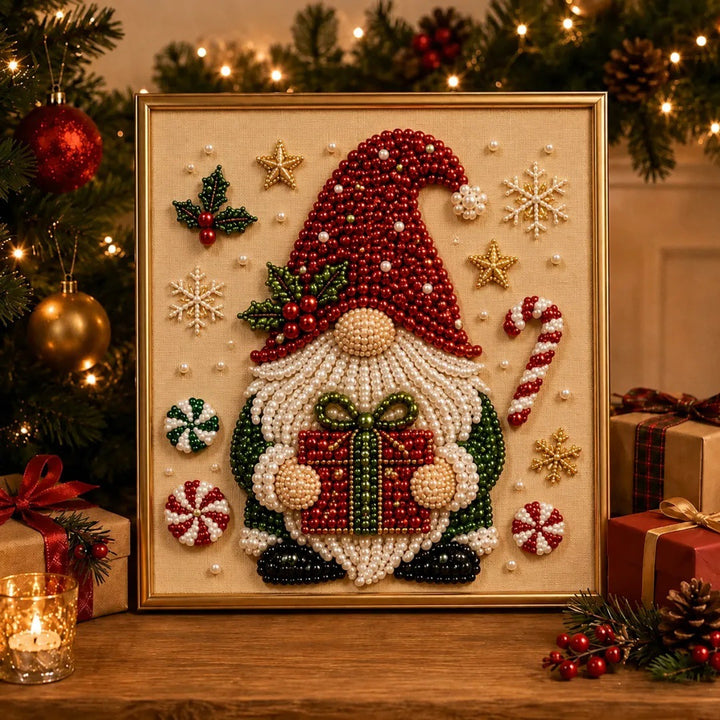 Christmas pearl diamond painting with gnome design