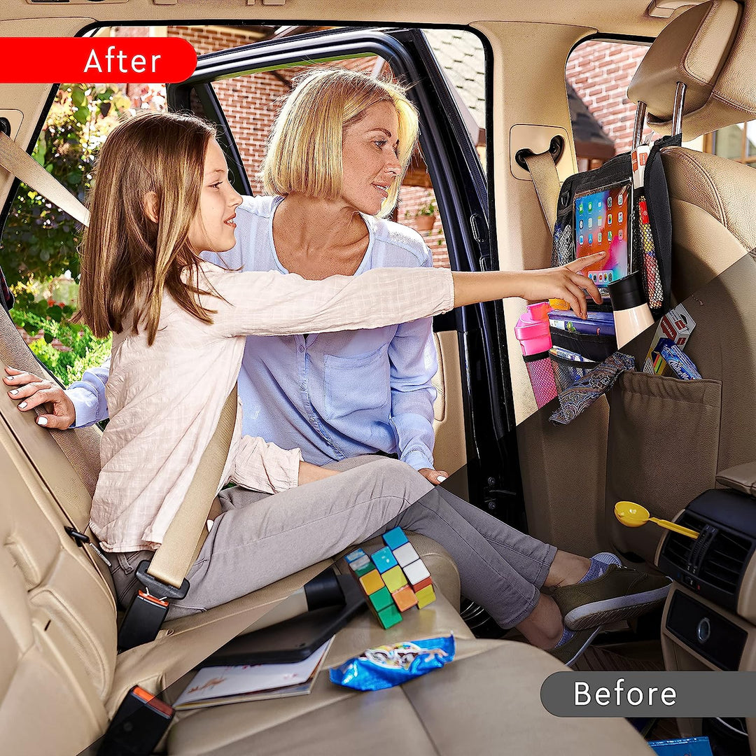 Car Back Seat Organiser 2-Pack with Tablet Holder and 9 Pockets