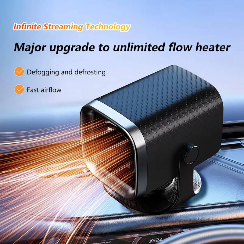 12V/24V Ceramic Car Heater &amp; Windscreen Defroster, 360° Rotating