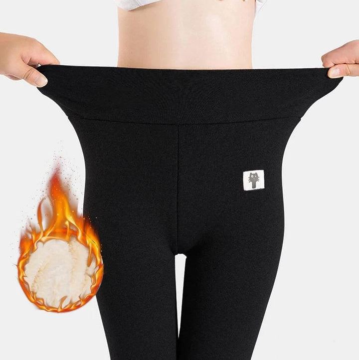 Thick Thermal Leggings with Fleece Lining and High Waist