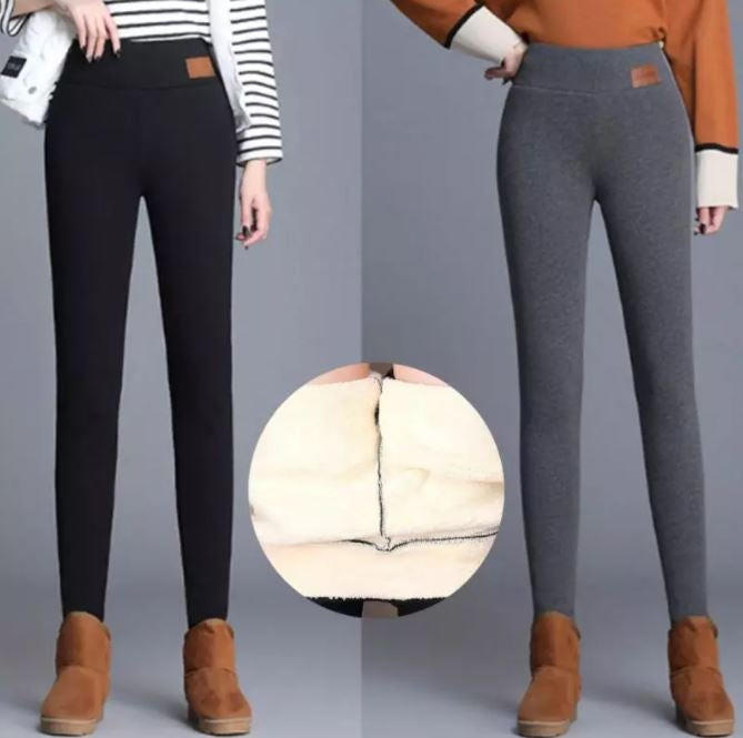 Thick Thermal Leggings with Fleece Lining and High Waist
