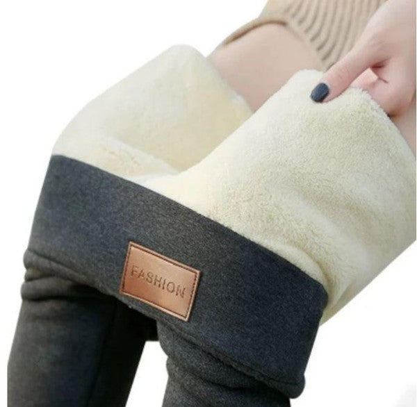 Thick Thermal Leggings with Fleece Lining and High Waist