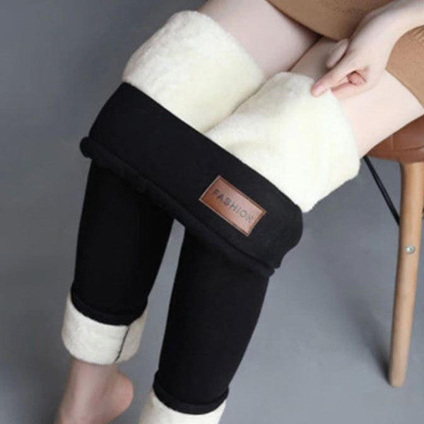 Thick Thermal Leggings with Fleece Lining and High Waist