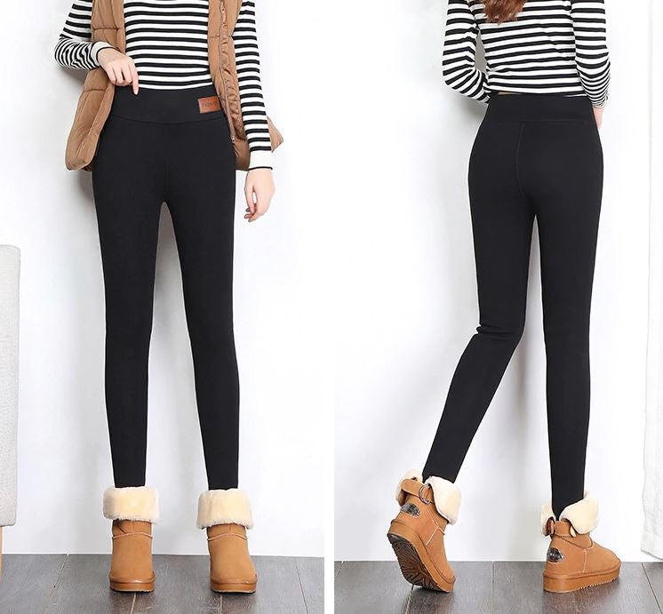 Thick Thermal Leggings with Fleece Lining and High Waist