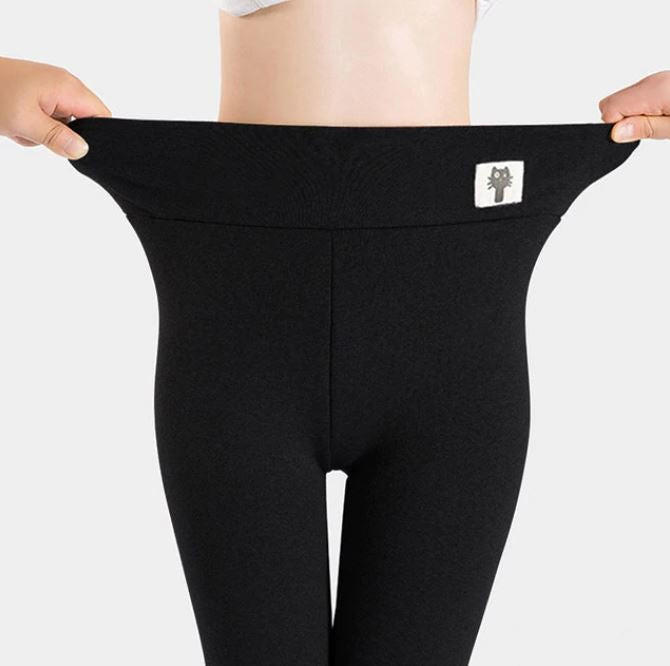 Thick Thermal Leggings with Fleece Lining and High Waist