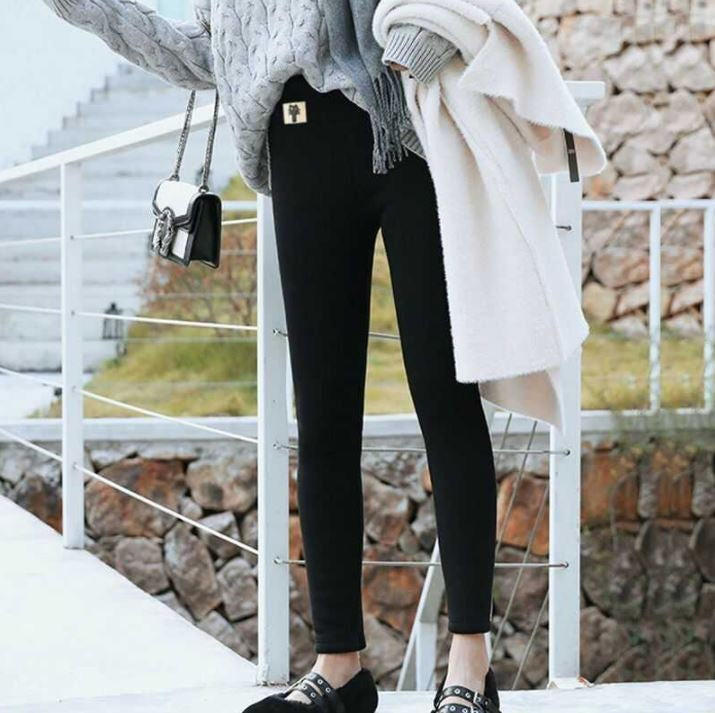 Thick Thermal Leggings with Fleece Lining and High Waist