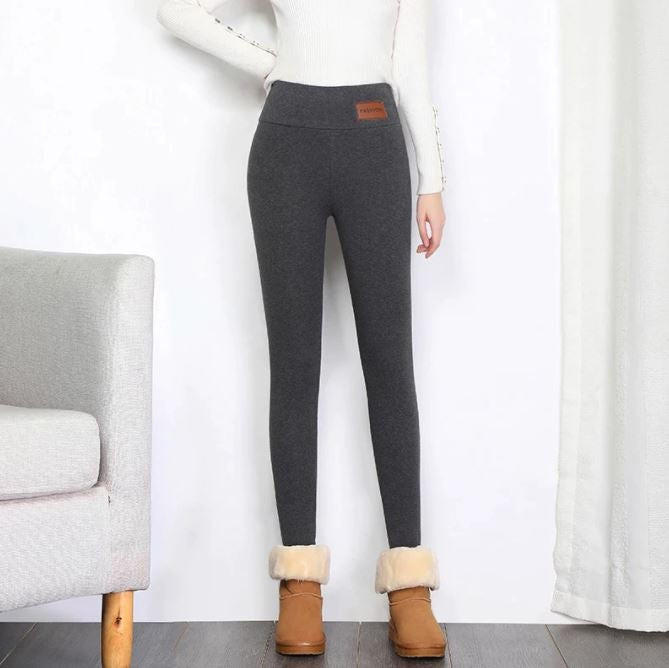 Thick Thermal Leggings with Fleece Lining and High Waist