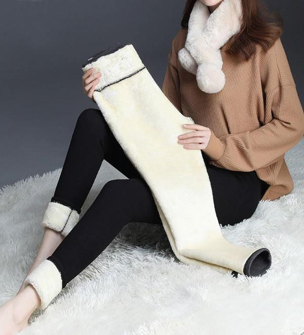 Thick Thermal Leggings with Fleece Lining and High Waist