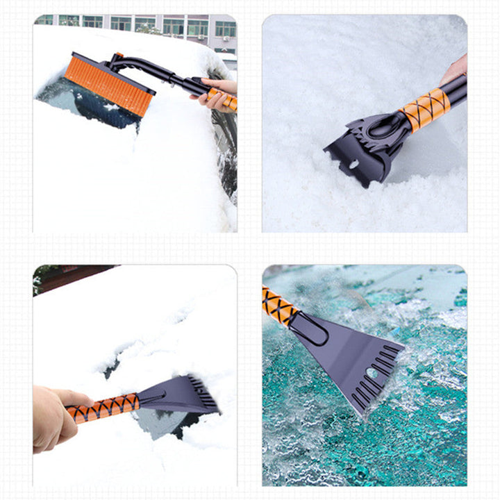 Telescopic Snow Brush and Ice Scraper with Rotating Head