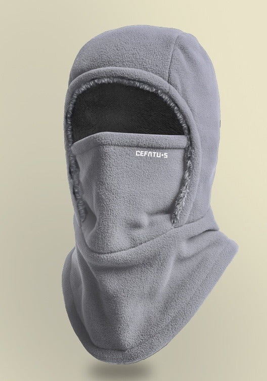 Fleece hooded balaclava with face cover