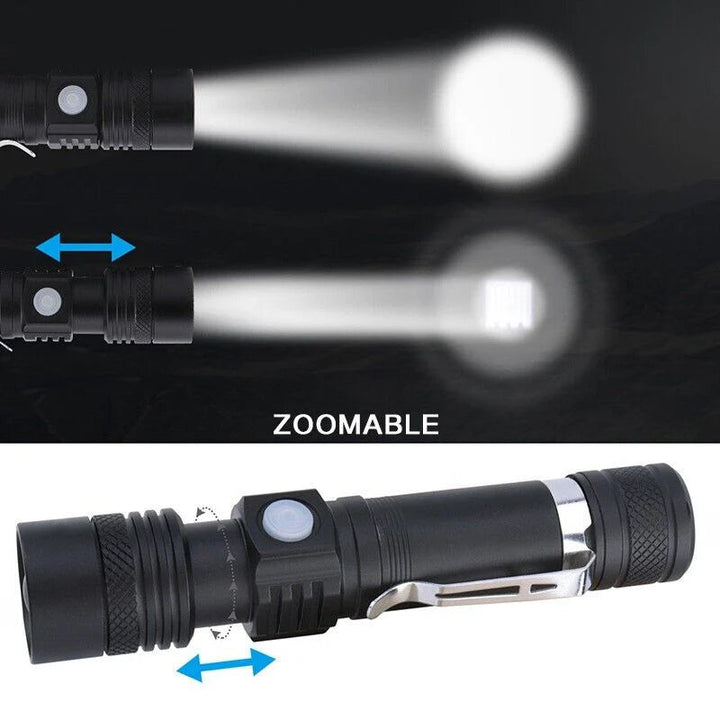 Super Bright Rechargeable LED Torch with Zoom and 4 Modes