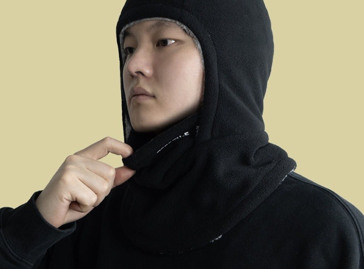 Fleece hooded balaclava with face cover