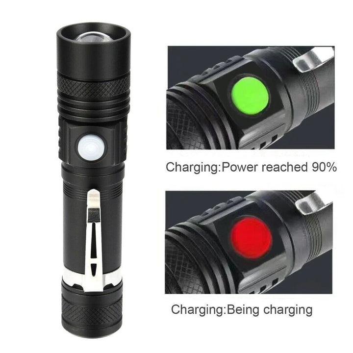 Super Bright Rechargeable LED Torch with Zoom and 4 Modes