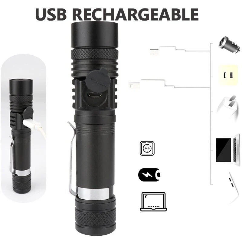 Super Bright Rechargeable LED Torch with Zoom and 4 Modes