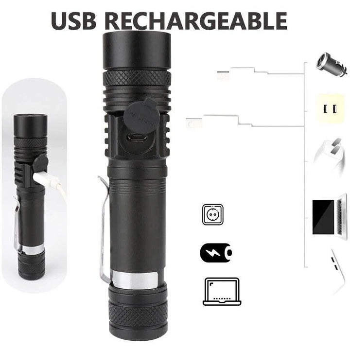 Super Bright Rechargeable LED Torch with Zoom and 4 Modes