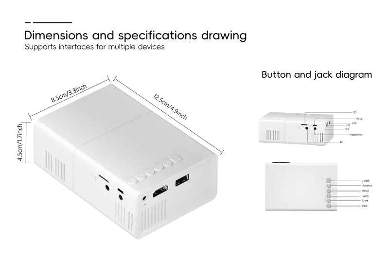 Harwelton™ Portable HD 720P Mini Projector with Fast Focus and Wi-Fi