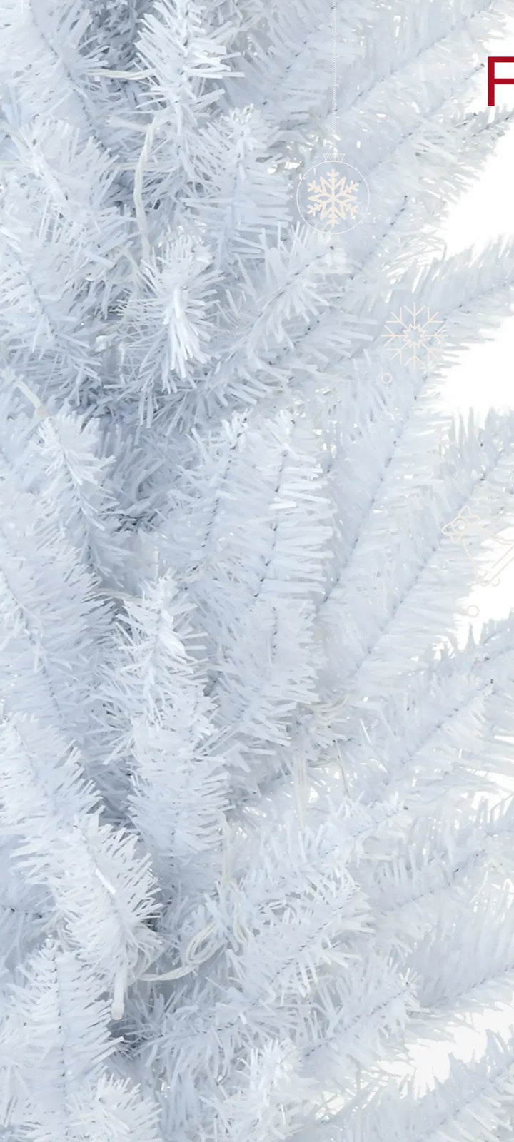 White pencil Christmas tree with warm lights