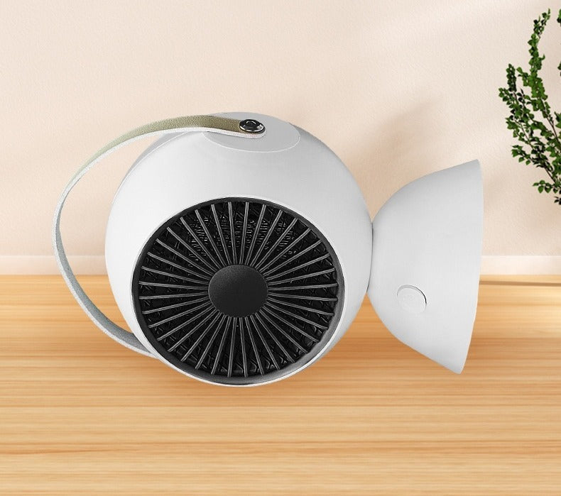 White portable fan heater with carry handle