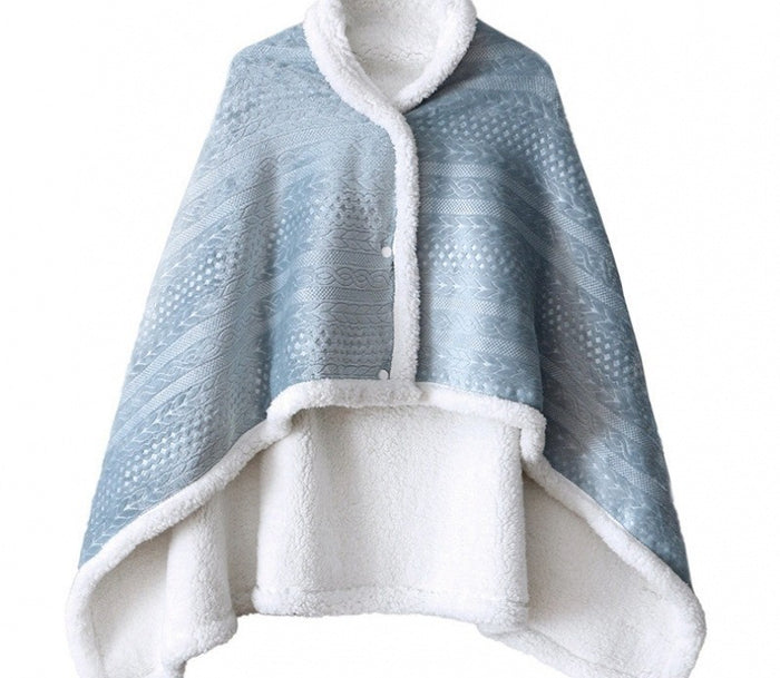 Harwelton Double-Layer Fleece Wearable Shawl Blanket with Buttons
