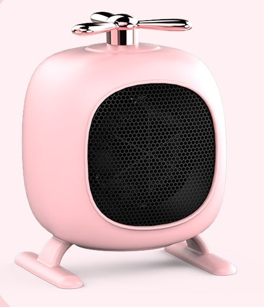 Yellow helicopter-shaped mini fan heater
