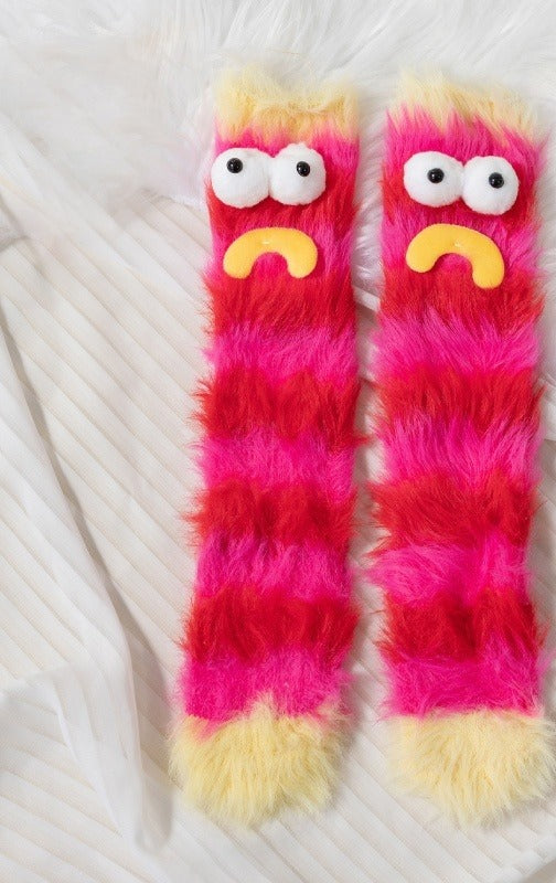 Harwelton Fluffy Monster Socks with Funny Faces