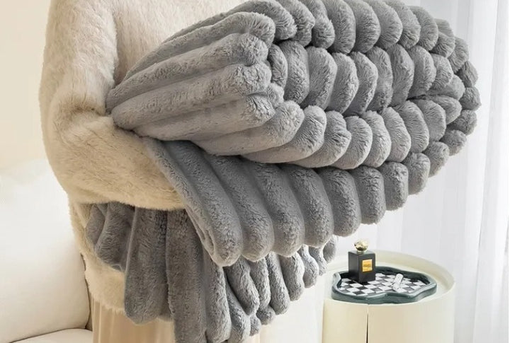 Thick faux rabbit fur throw