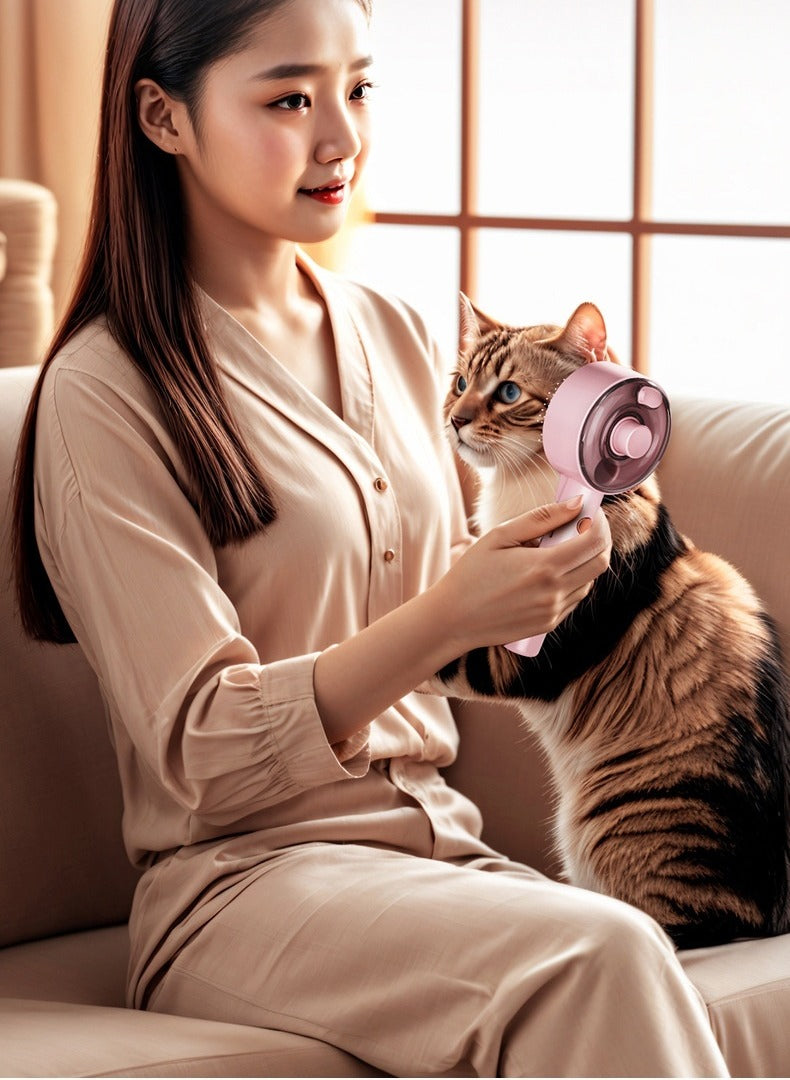 Pet spray grooming brush with mist