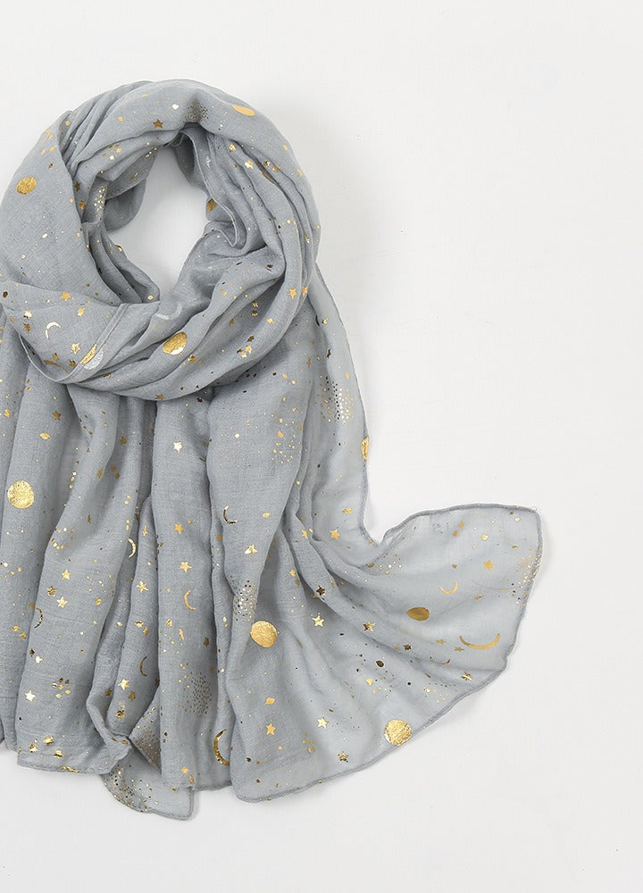 Navy scarf with gold stars and moons