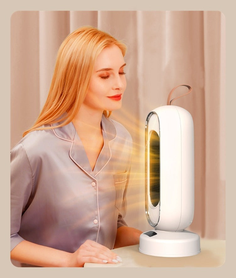 White oscillating fan heater with carry loop