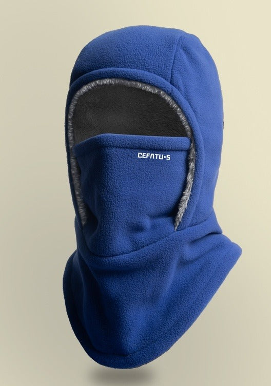 Fleece hooded balaclava with face cover