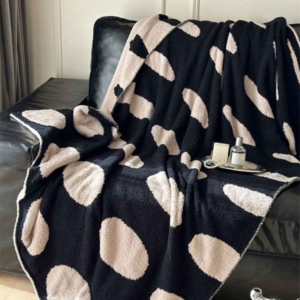 Harwelton™ Reversible Polka Dot Fleece Blanket in Black and White