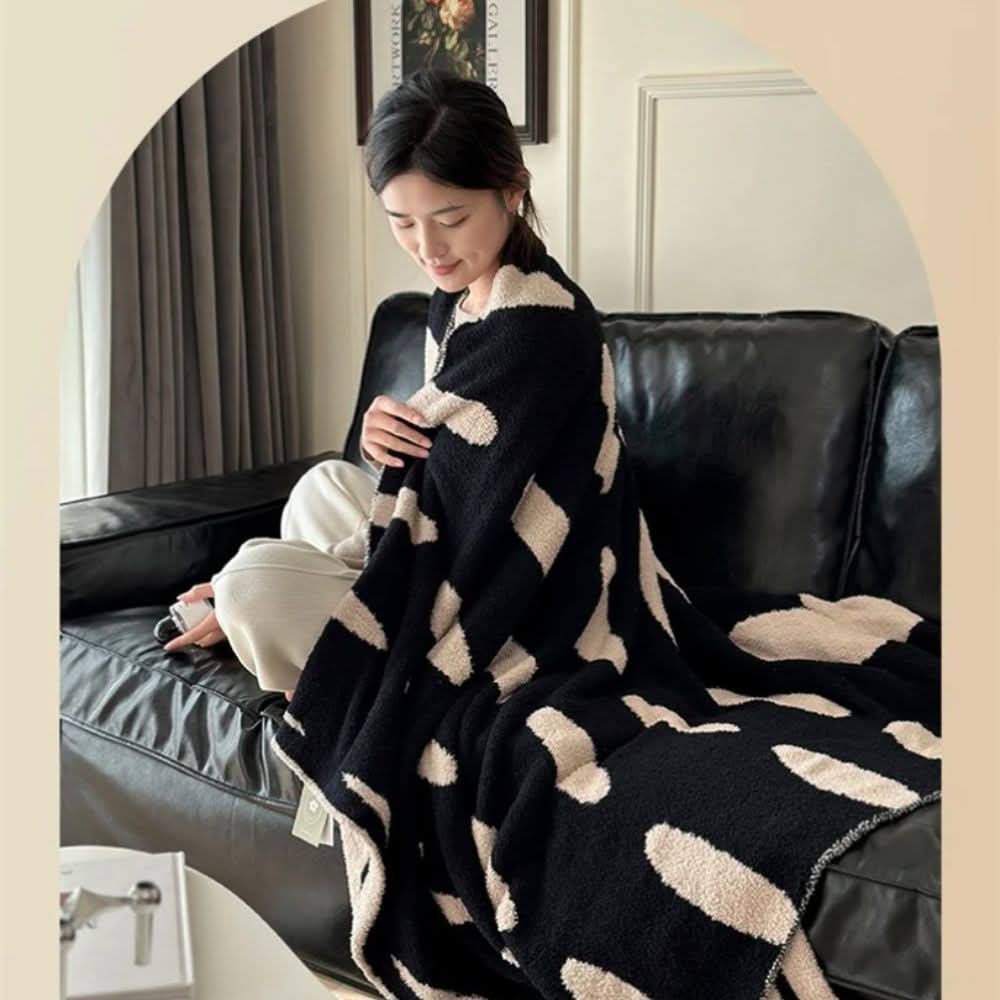Harwelton™ Reversible Polka Dot Fleece Blanket in Black and White