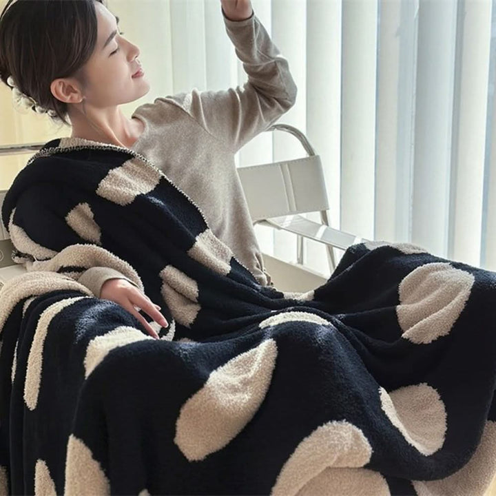 Harwelton™ Reversible Polka Dot Fleece Blanket in Black and White