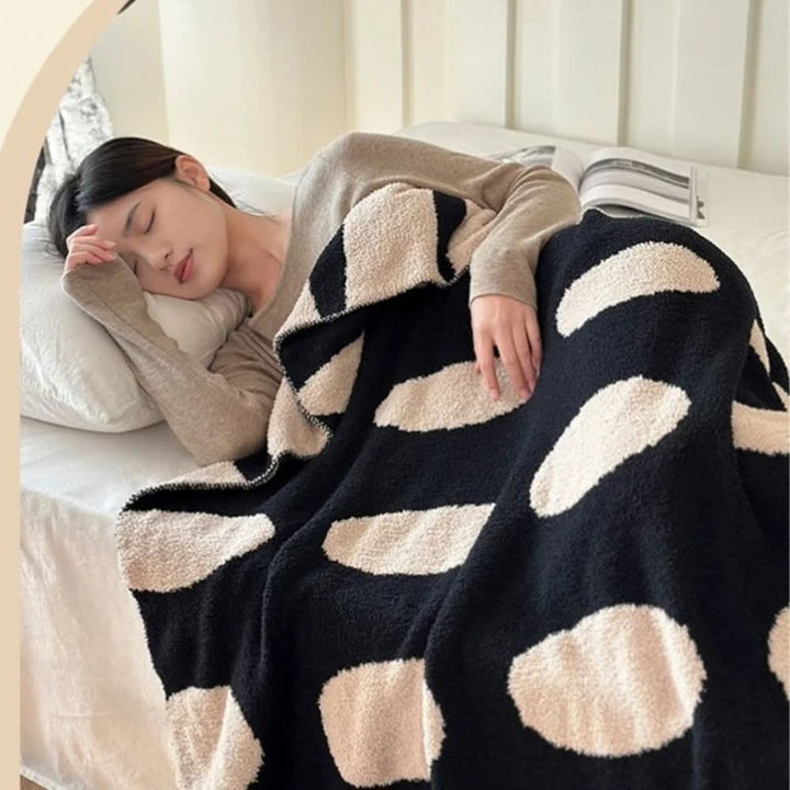 Harwelton™ Reversible Polka Dot Fleece Blanket in Black and White