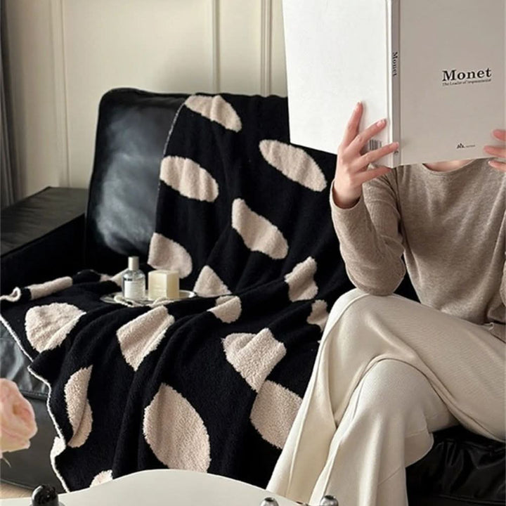 Harwelton™ Reversible Polka Dot Fleece Blanket in Black and White