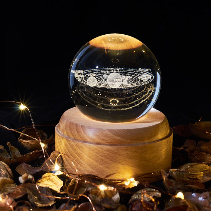 Harwelton™ Crystal Ball Night Light Projector with Music and Wooden Base