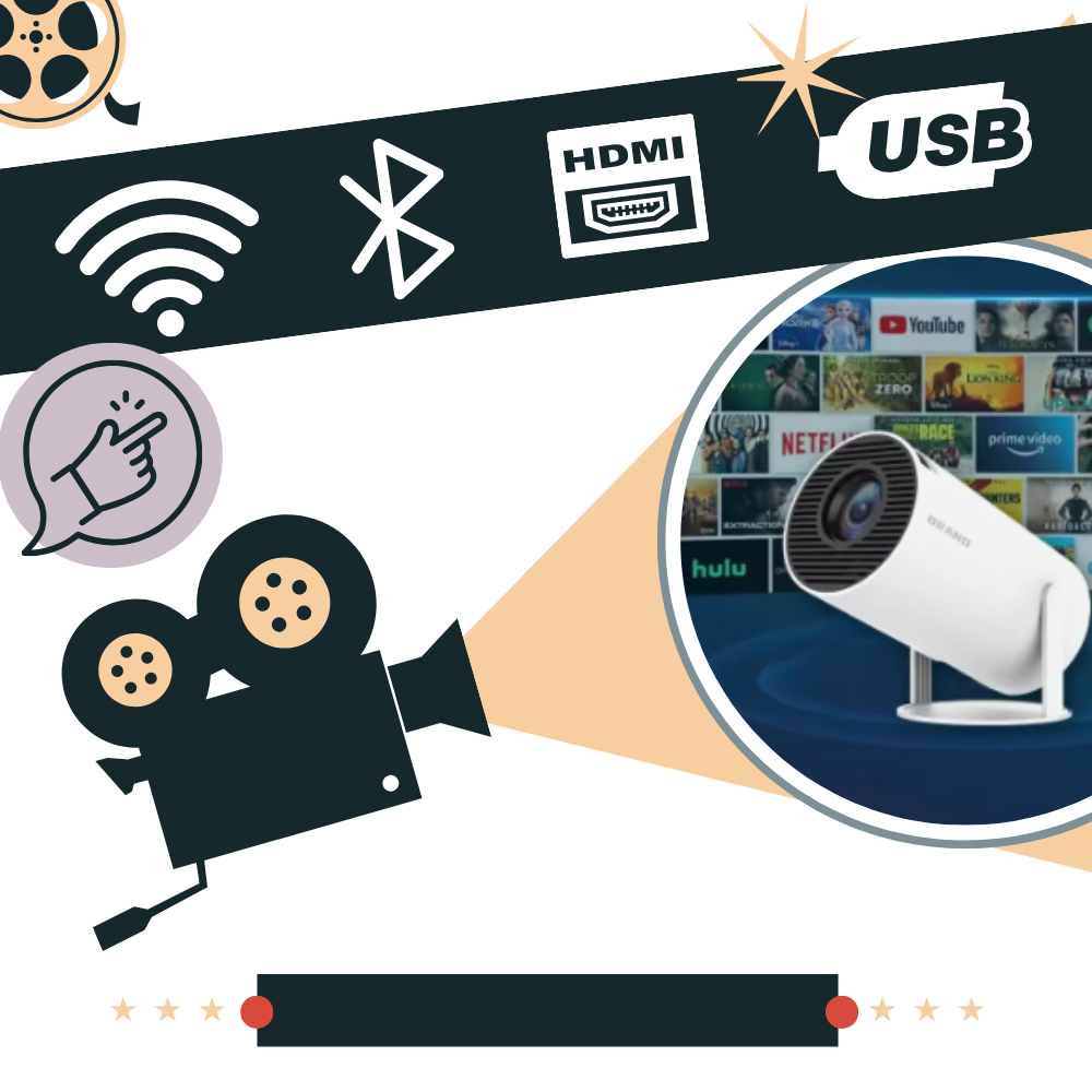 Portable 4K Ultra HD Projector with Wi-Fi, Bluetooth and HDMI