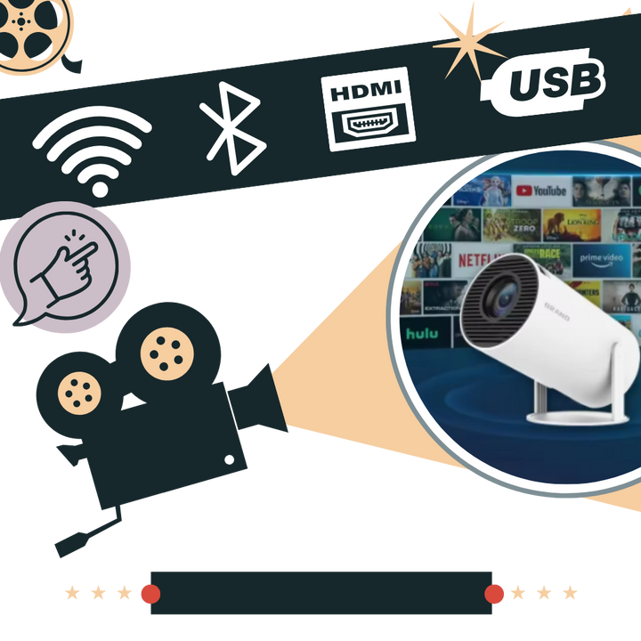 Portable 4K Ultra HD Projector with Wi-Fi, Bluetooth and HDMI