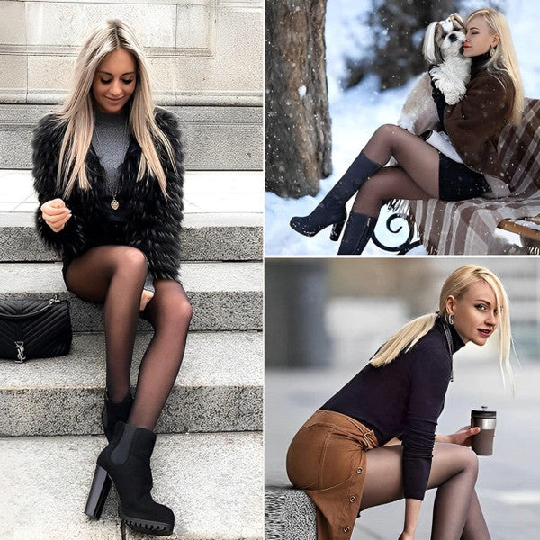 Sheer-Look Fleece-Lined Tights for Warm Winter Legs