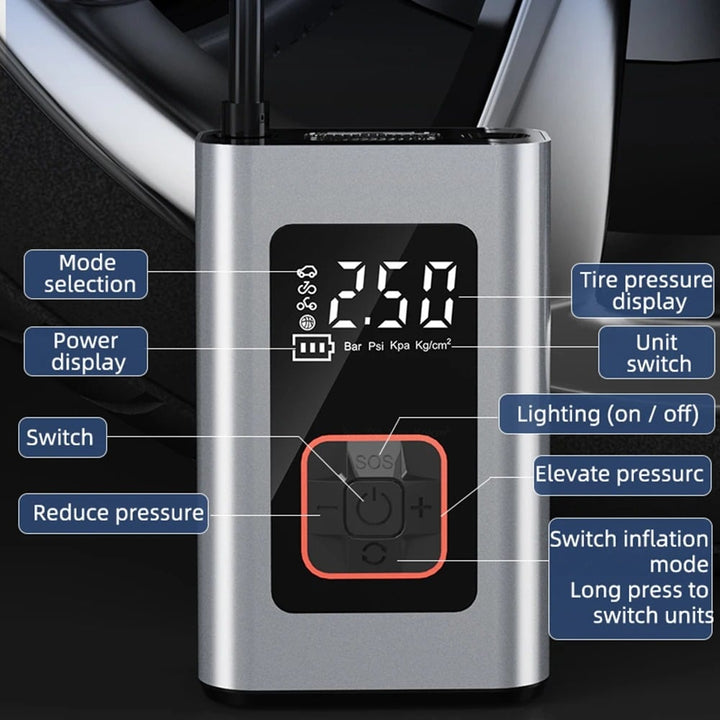 Harwelton™ Portable Electric Tyre Inflator with Auto Shut-Off