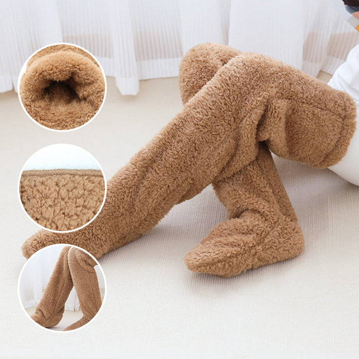 Fluffy Footless Leg Warmer Socks for Knees and Thighs