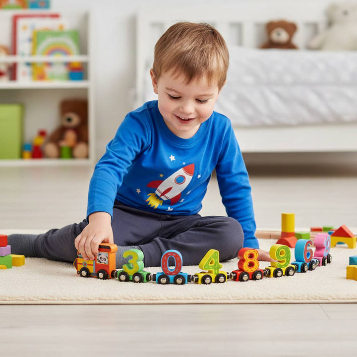 Magnetic Wooden Number Train Toy for Ages 3 to 6