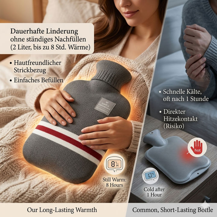 Harwelton™ 2L Hot Water Bottle with Knitted Cover, Up to 8h Warm