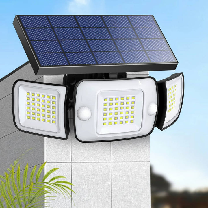 Solar Security Flood Light with Motion Sensor and 3 Adjustable Heads