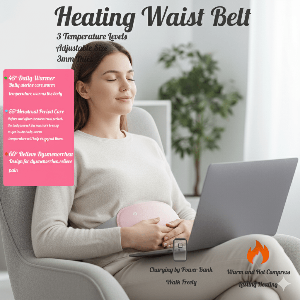 Harwelton™ Cordless Tummy Heat Pad with Vibration and 3 Heat Levels