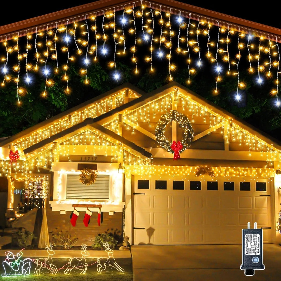 Harwelton™ Warm White LED Icicle Curtain Lights, Weatherproof