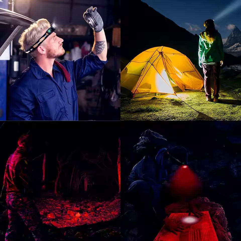 Rechargeable LED Head Torch with White and Red Light